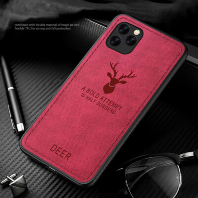 For iPhone 14 Pro Max 12 11 13 XR XS 7 8 Deer Pattern Leather Bumper Case Cover