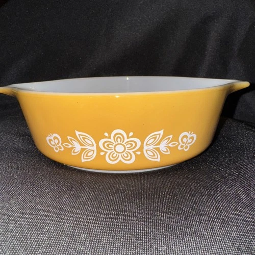 Vintage PYREX Butterfly Gold 471-B 500ml Round Casserole Baking Dish USA No Lid