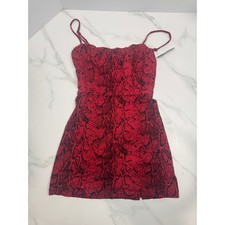 Reformation Red Snakeskin Pattern Dress Size 4 Viscose Blend Made in USA