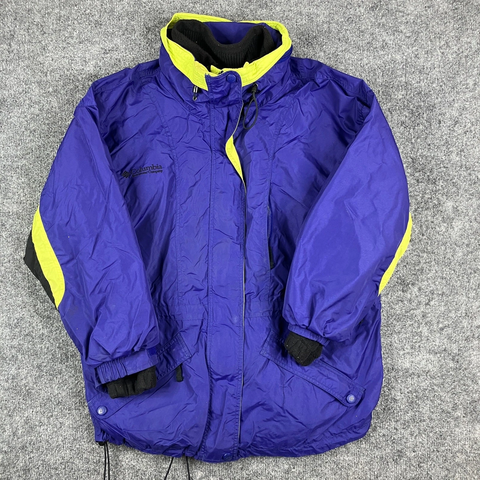Columbia Ski Jacket Mens Large Purple Yellow Full Zip Snow Outdoor Vintage