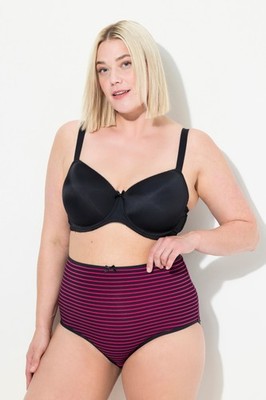 Ulla Popken große Größen Slips 42+ schwarz Maxislips 5er Pack Ringel einfarbig