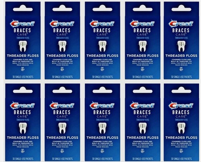 #ad 10X Crest Braces Threader Floss 30 Single Use Packets Each DISCONTINUED $179.95