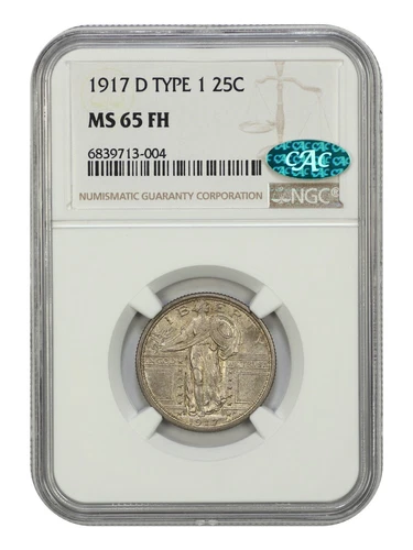 1917-D 25C NGC/CAC MS65FH (Type 1) - Standing Liberty Quarter