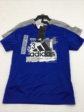 Adidas Toddler Boys 2 Piece Set Crew Neck Tshirt in Blue and Grey 3T