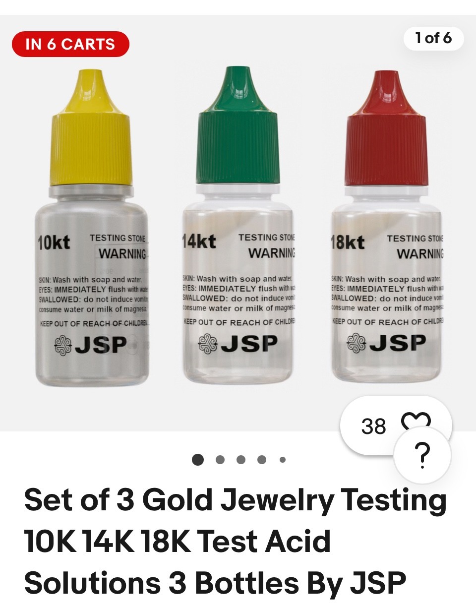 Testing Gold 14k Set of 3 Gold Jewelry Testing 10K 14K 18K Test Acid Solutions 3 Bottles ...