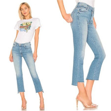 MOTHER Jeans The Insider Crop Step Fray Sz 25 Shoot To Thrill Raw Hem