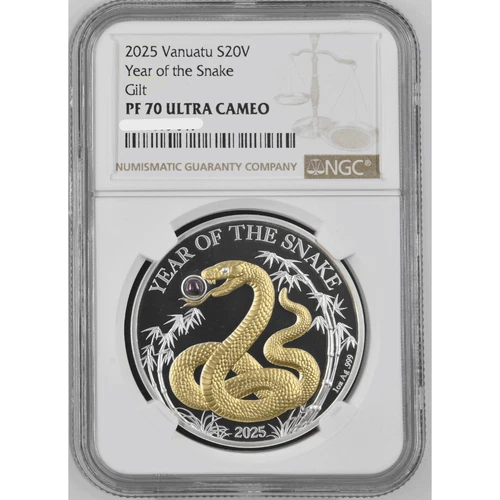 2025 Vanuatu Lunar Year of the Snake 1oz Silver Coin Pearl NGC PF 70 UCAM