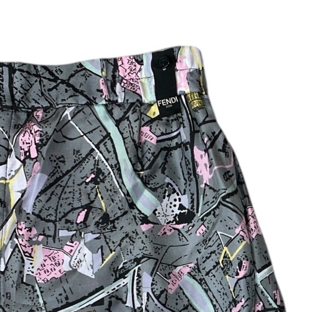 New Fendi Silk Printed Pants Size 46 Gray Multicolor Women's Luxury thumbnail 2