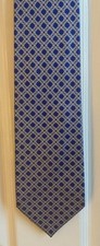 STEFANO RICCI MEN'S  DESIGNER SILK TIE  , BLUE/SILVER, GEOMETRIC,  MADE IN ITALY