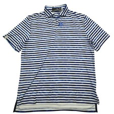 Ralph Lauren RLX Polo Shirt Mens M Blue Striped Golf Performance Wicking NWT
