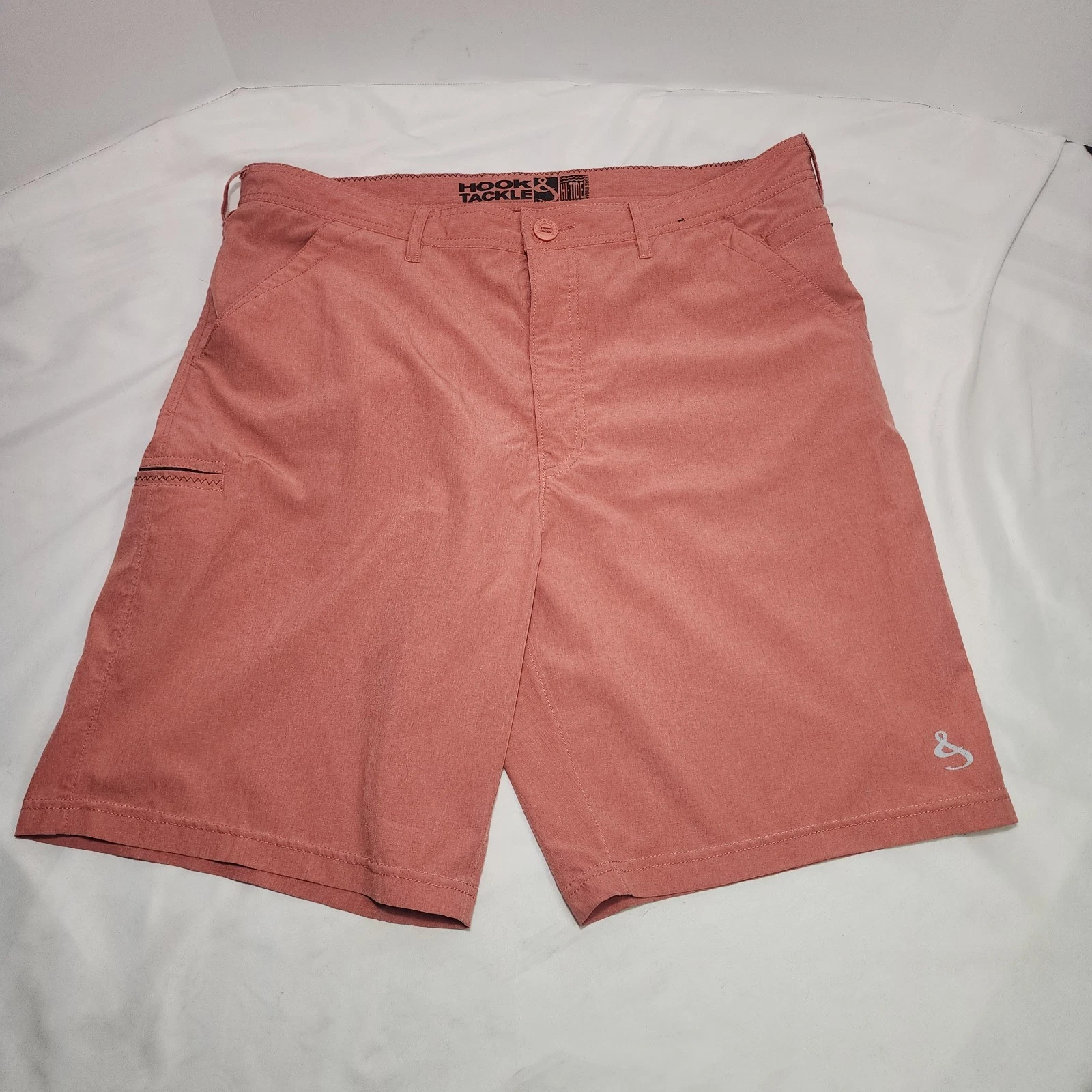 HOOK & TACKLE Hi-Tide Hybrid Performance Fishing Shorts, Salmon: Size 36 - EUC