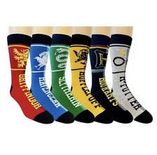 Harry Potter 6 Pack Casual Crew Sock Mens 7-12, Womens 8-13 New In Box