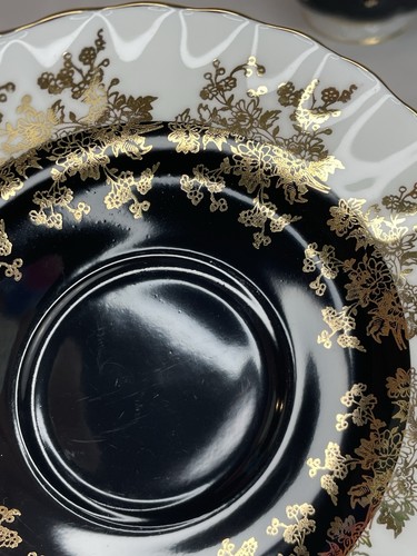 ROYAL ALBERT “Regal Series” Black White & Gold Bone China Footed Cup And Saucer - Picture 14 of 24