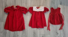 Vintage Handmade Red Velvet Holiday Dress Lot of 3 Toddler Baby