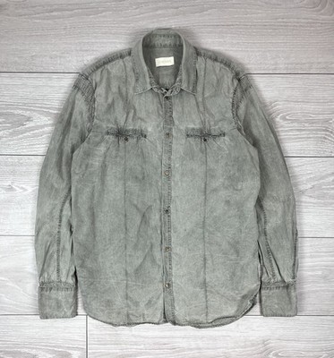 Diesel Vintage Garment Dyed Washed Avante Garde Grey Button Shirt Size L Mens
