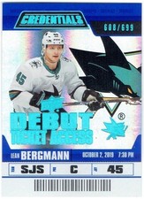 2019-20 Upper Deck Credentials Debut Ticket Access LEAN BERGMANN 117 #608/699 RC