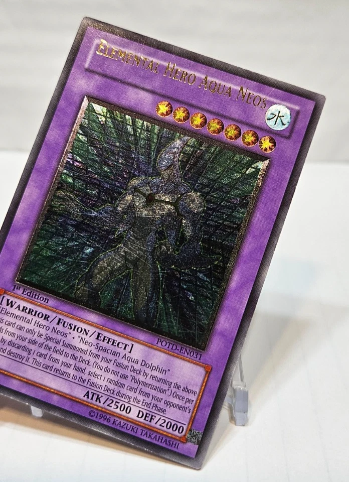 ULTIMATE RARE Elemental Hero Aqua Neos POTD-EN031 1st NAME SHIFT MISPRINT 6973 - Image 4 of 4