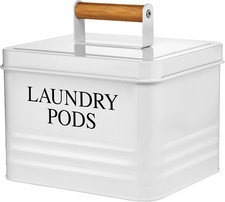 Modern Farmhouse Metal Laundry Pods Holder Container with Lid for Laundry Room D