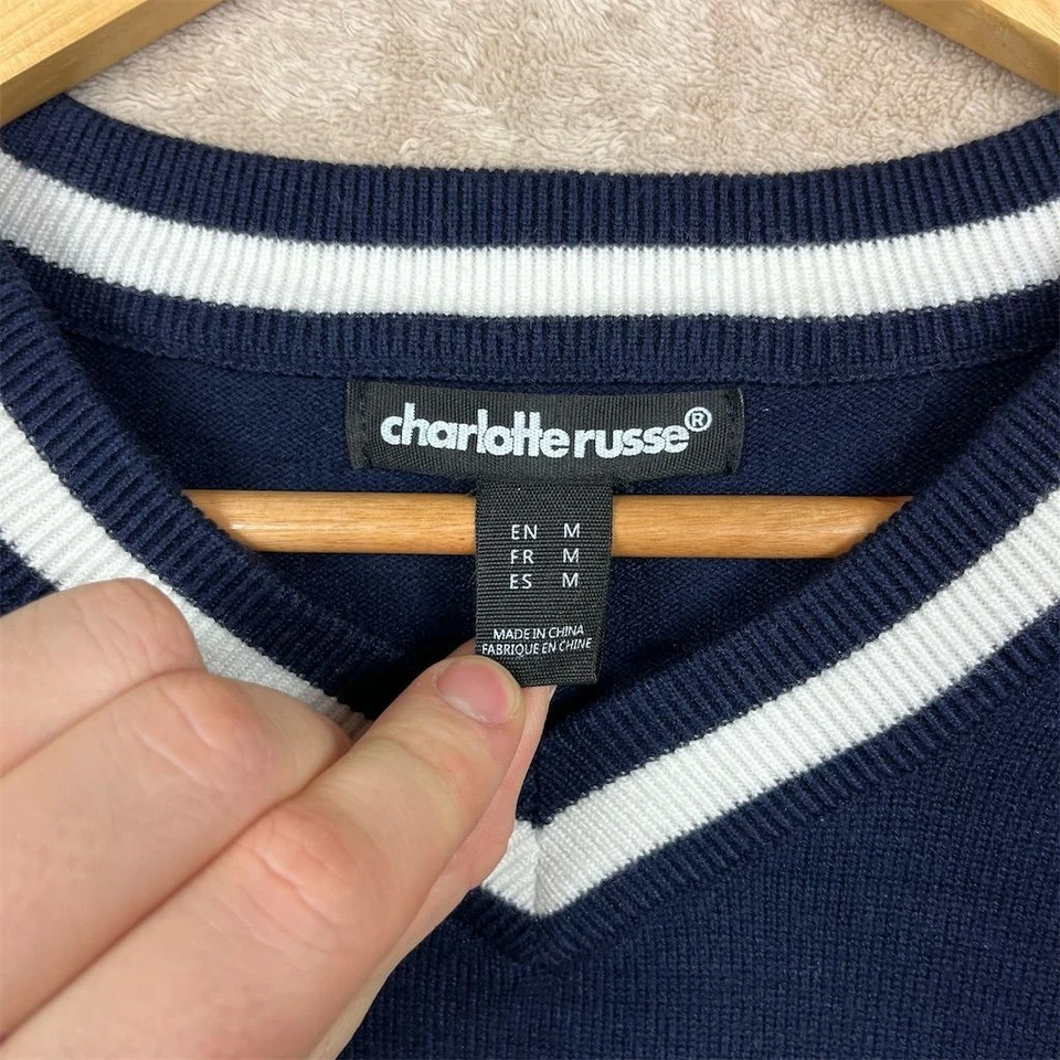 Suéter para mujer Charlotte Russe cuello en V azul M manga larga Foto 4 de 4