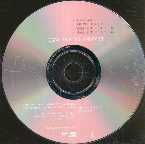 Iggy Pop Corruption CD USA Virgin 1999 promo CD 708761435122 - Picture 3 of 3
