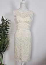 M&S Woman Cream Lace Sleeveless Pencil Dress UK 12