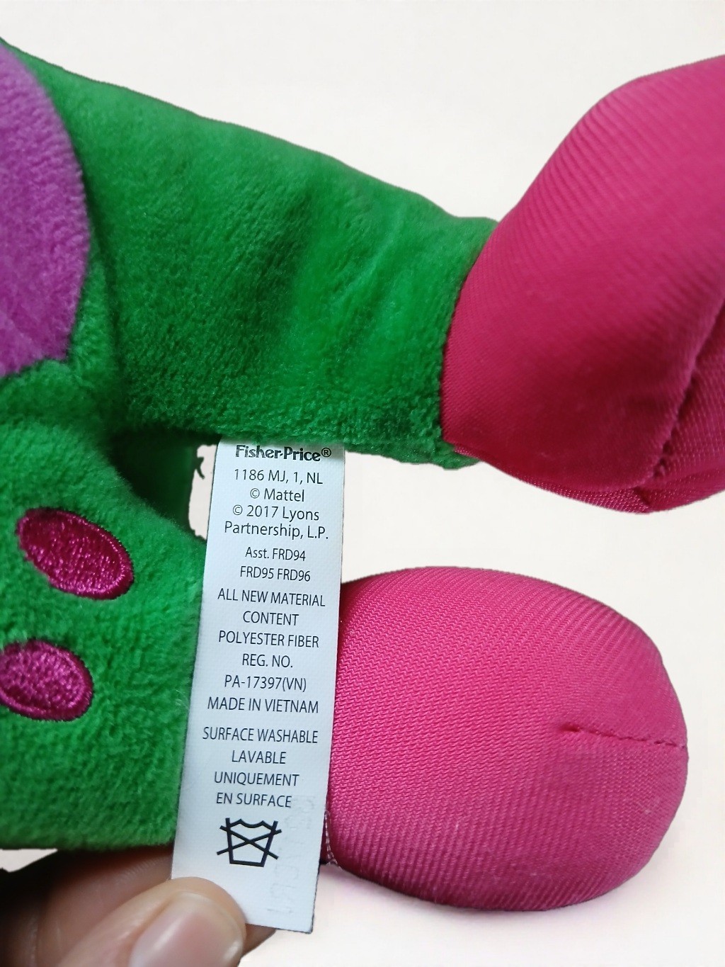 как выглядит Fisher-Price Signing Barney Friends Baby Bop Plush Dinosaur 2017- 12" Tall фото