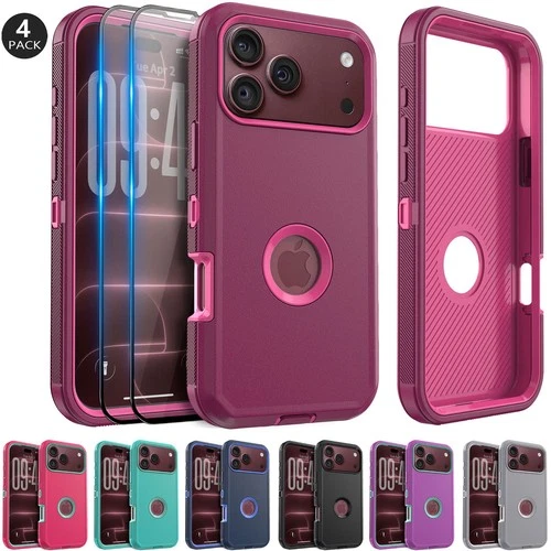 For iPhone 18 Pro Max / 18 Pro Protective Case Rugged Cover / 4x Tempered Glass