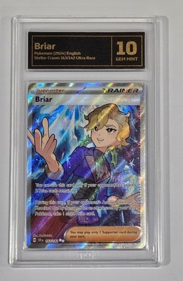 Pokemon Slab: Briar - 163/142 - SCR - Graded TCG Gem Mint 10