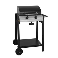 Gas BBQ 2 Burner Black Portable Piezo Ignition Wheeled Compact Outdoor Grill