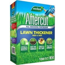 Aftercut Lawn Thickener 150m squ Grass Seed Lawn Feed Luscious Garden Safe x4