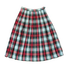 Vintage Michele Tartan Plaid Pleated Wool Skirt Made USA Waist  28" Tag -12 