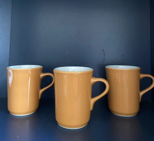 Shenango China Restaurant Ware Coffe Mug Set Of 3 Retro MCM Yellow/ Mustard USA