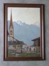 Dorf in Bayern od. Tirol, Gemälde um 1890/1900, top Qualität 