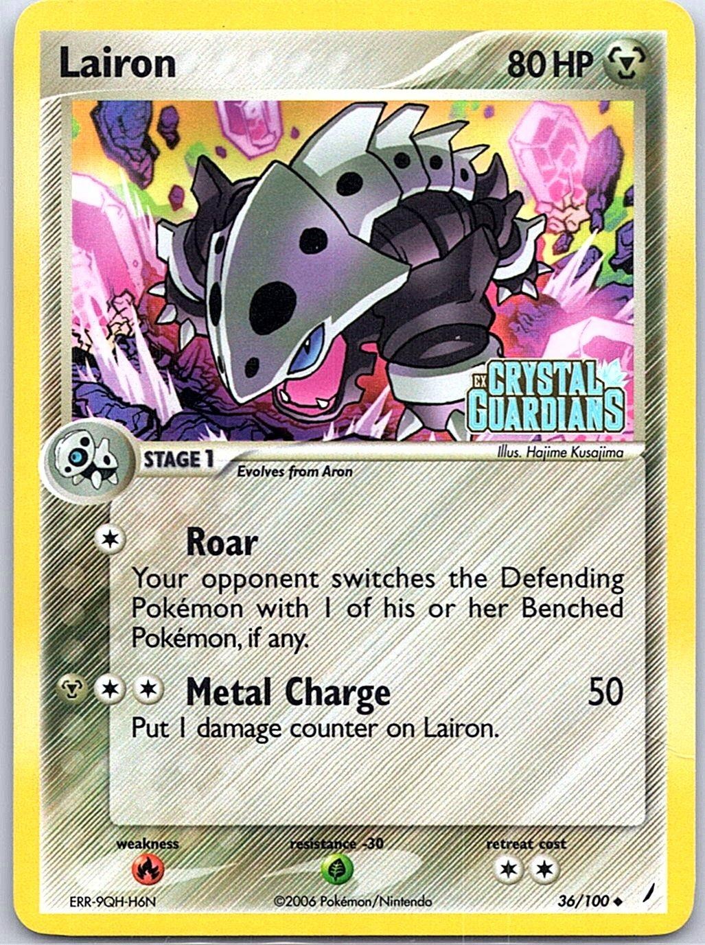 Lairon 36/100 Uncommon Crystal Guardians Pokemon Reverse Holo Lightly Played