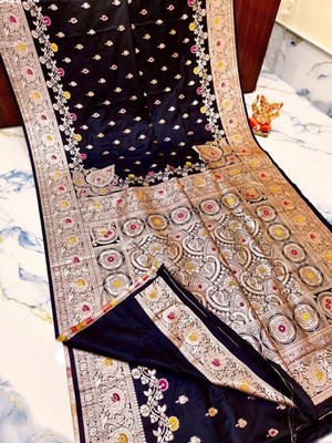 Premium Dual Tone Banarasi Katan Silk Saree Wedding, Reception, Festival, Party