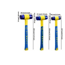 US PRO 3pc Rubber Dead Blow Hammers, Hammer 1lb 2lb 3lb Set 1664