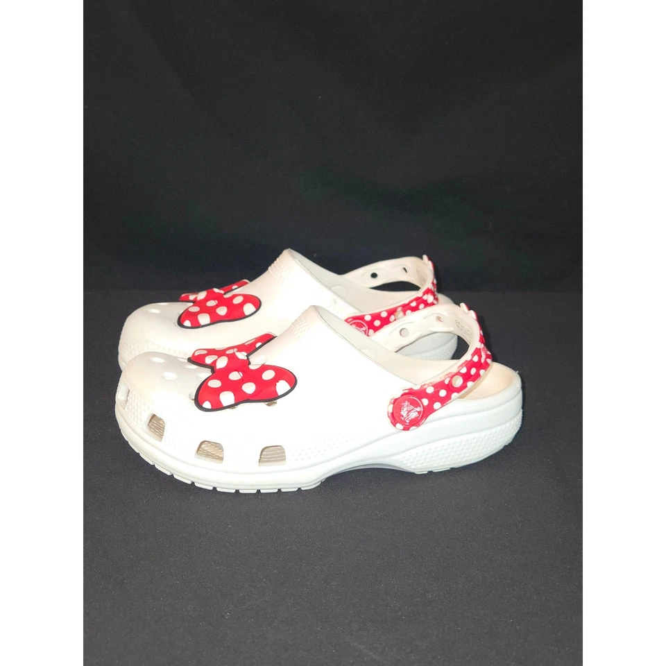 Disney Minnie Mouse Crocs Kids C13 White Red Polka Dot Bow Clogs Shoes - Image 4 of 4