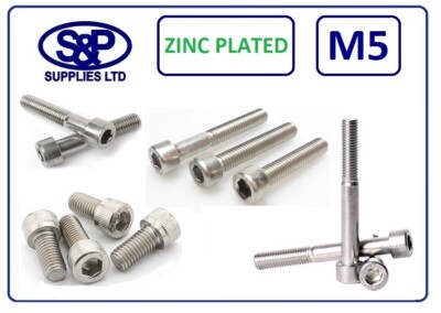 M5 - 5 mm Zylinderschraube Innensechskant Stahl Güte 12,9 BZP 5 mm / 5 mm GEWINDE