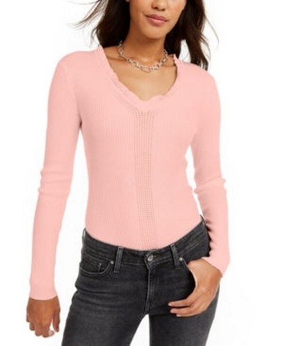 Suéter Hooked Up by Iot Juniors con volantes y cuello en V, talla XL - Imagen 4 de 4