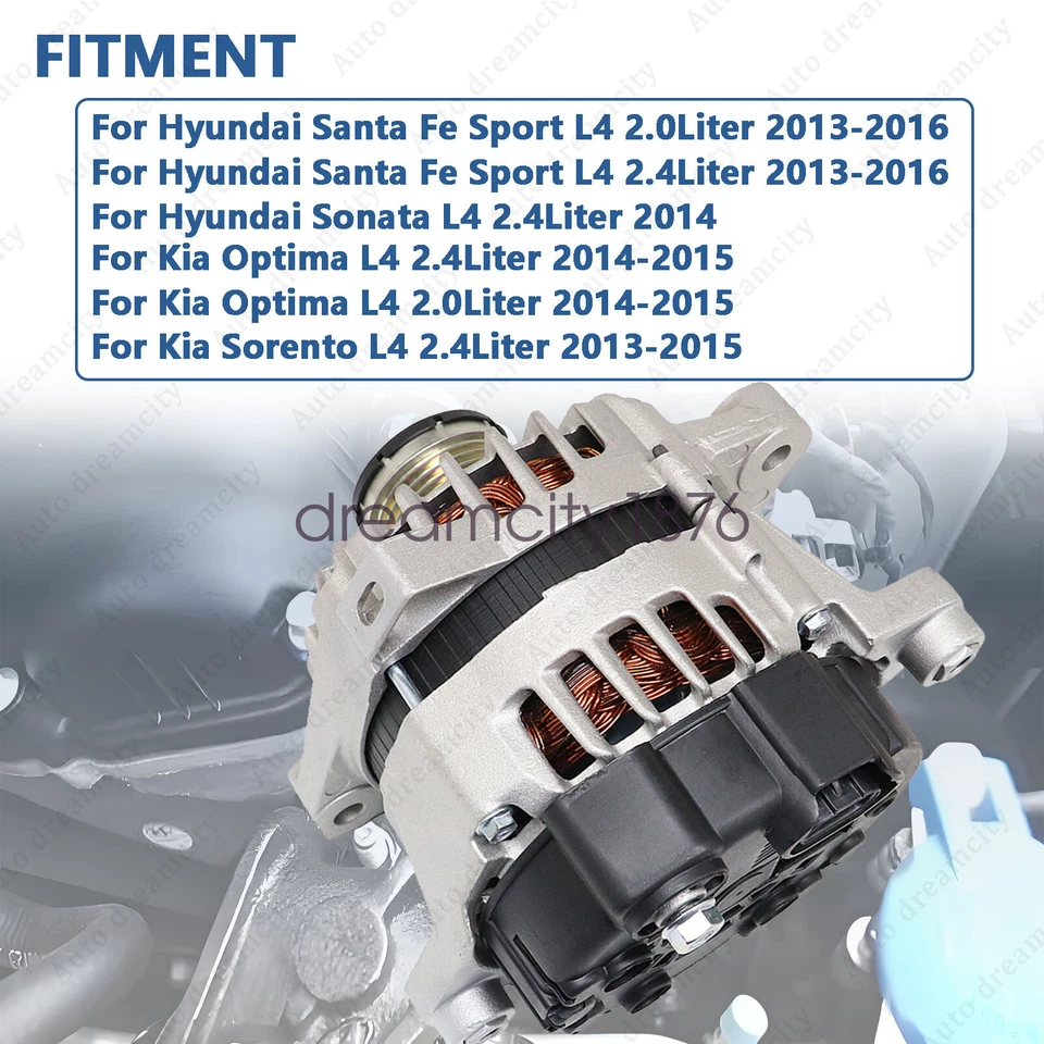 Alternador para Hyundai Santa Fe Sport 2013-2016 Kia Optima 2014-2015 2,4 L Foto 4 de 4