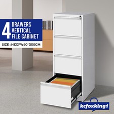 File Cabinet Steel Office Furniture Storage White Locking Unit 4 Drawer