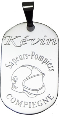 personalisierter Stahl Anhänger graviert Feuerwehrhelm F1 +Vorname + Kasernenstadt
