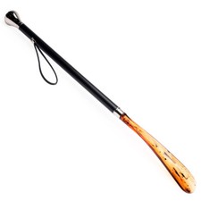 FootFitter Deluxe 26" Shoe Horn with Nickel Plated Engraved Knob Handle  Strap