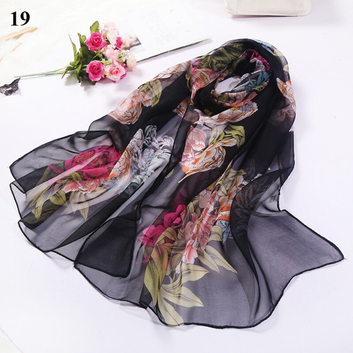 Long Soft Chiffon Scarf Plain Sheer Wrap Shawl Womens Large Stole Neck Scarves♧ - Picture 58 of 93
