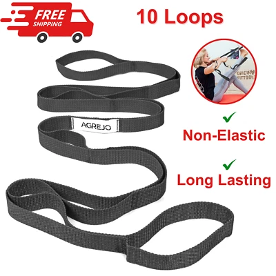 AGREJO Stretching Strap Yoga Strap Physical Therapy for Home Workout, 10 Loops Pilates
