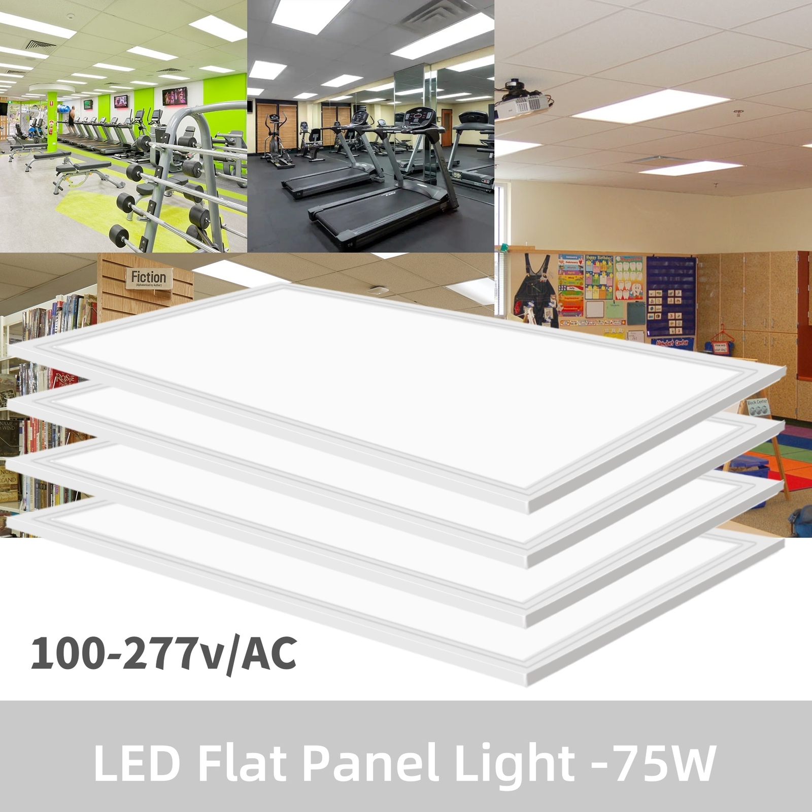 4Pack 2X4 LED Panel 75W Edge-Lit Drop Ceiling Flat Panel LED Light Troffer Light