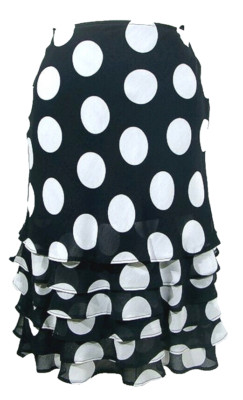 MILANO di ALBA MODA ITALY Chiffon Rock Stufen schwarz Dots weiß Gr.36 UNGETRAGEN