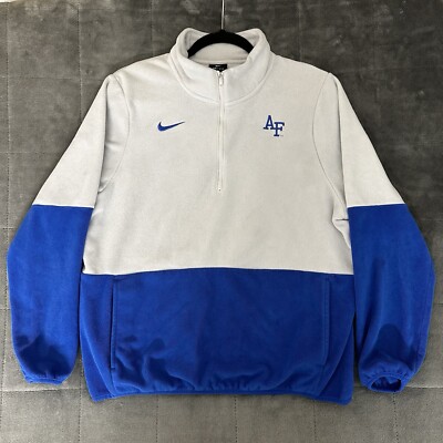 Nike Air Force Women's Large Colorblock Fleece Performance 1/2 Zip Blue White