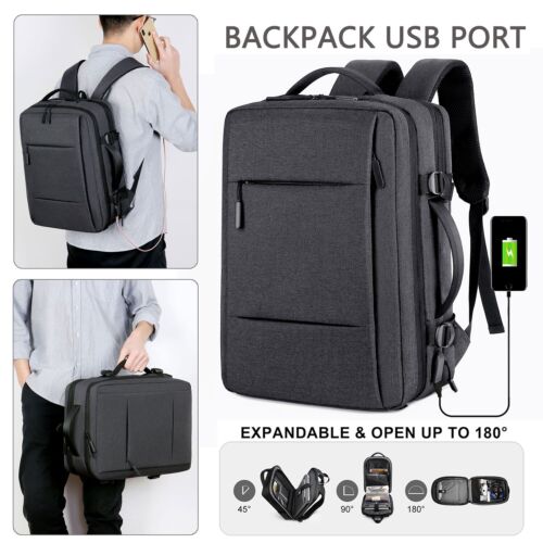 Travel Backpack Carry On Large Capacity Backpack Laptop Bag +USB Charging Port - Picture 25 of 36