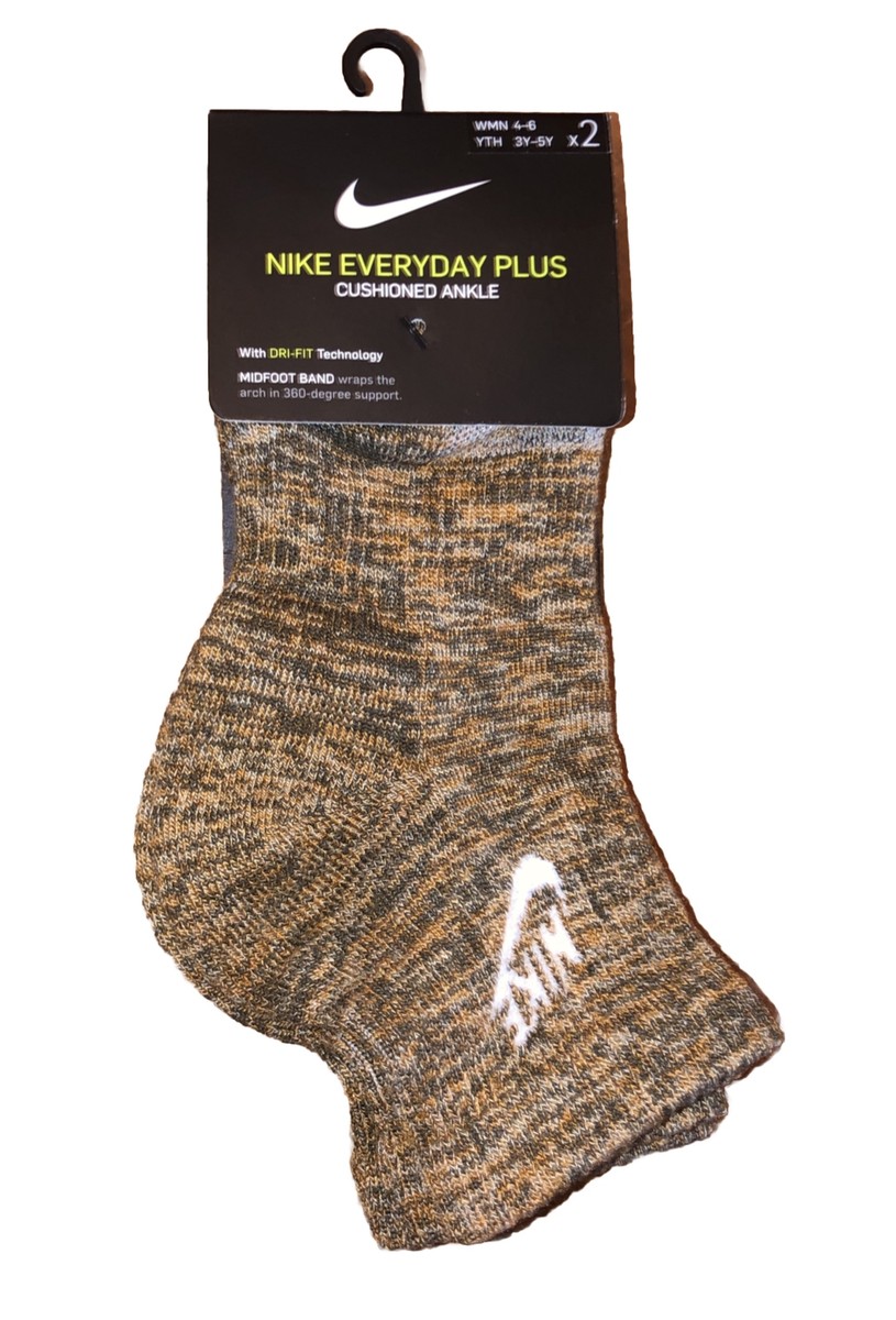 Nike Every Day Plus Cushion Ankle Dri-Fit Socks 2-Pairs Brown